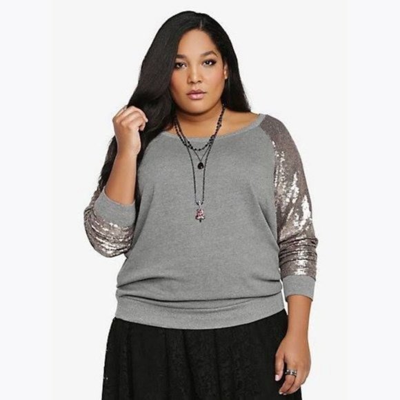 torrid Tops - Torrid sequin sleeve raglan sweatshirt
